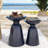 Navy Blue  S/2 End Tables, Modern Design With Powder-Coated And Pedestal Structure, 15X15x21" & 12X12x17.25", Assembly Required Tables In Blue, Powder-Coated, 14.88"X14.88"X21"