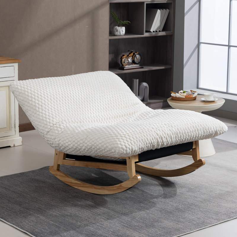 Fauteuil berçant adulte en velours côtelé, Blanc antique