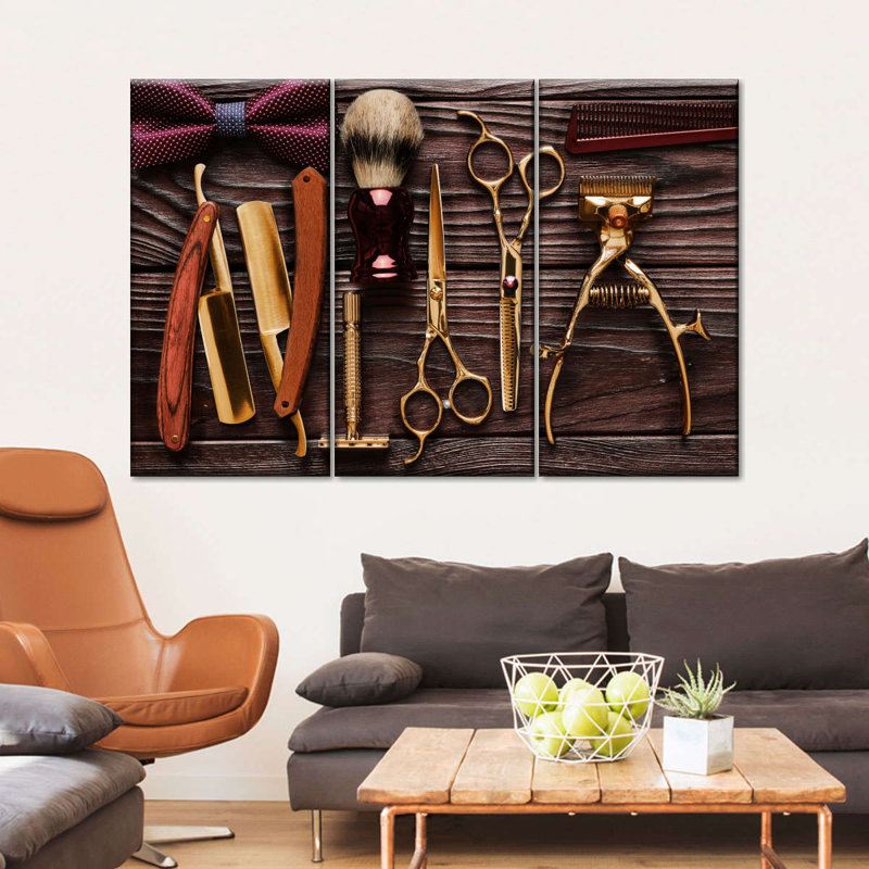 Salon Golden Tools - Ensemble de 3 toiles tendues, H 20 po x l 33 po x P 1,25 po