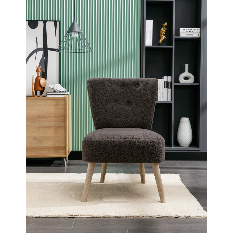 Chaise d'appoint capitonnée Kynslee, Polyester gris foncé