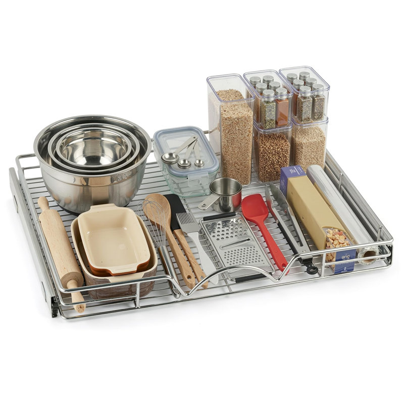 Organisateur d'armoire coulissant avec finition en métal chromé, H 3 po x l 30 po x P 21 po