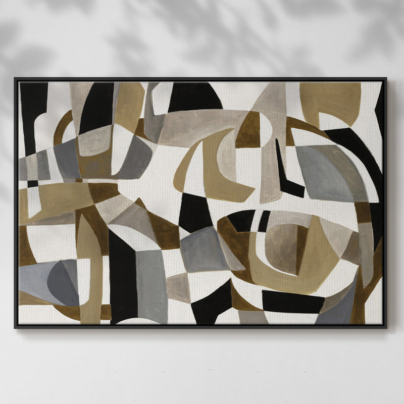 Jeu de cercle encadré sur toile, H 25 po x l 37 po x P 2 po, Noir