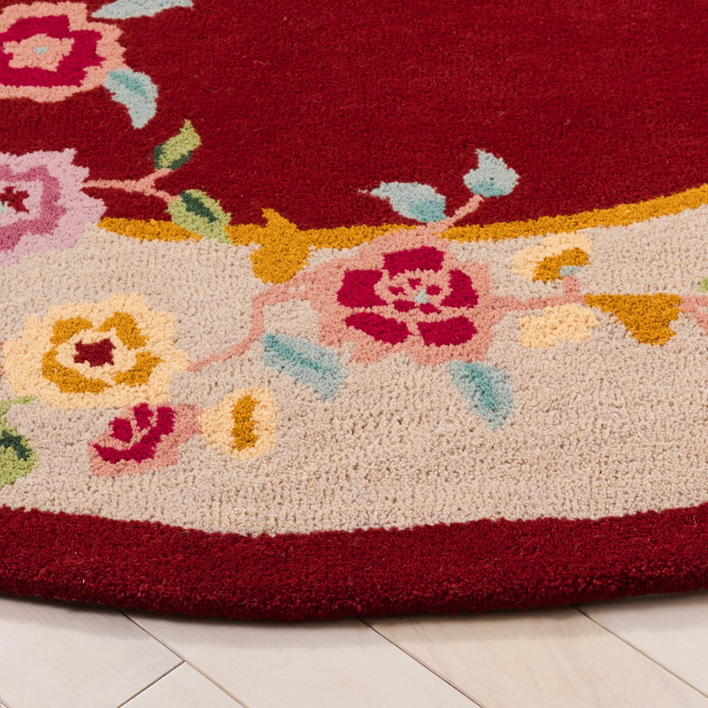 Metro 729 Hand Tufted Wool; Cotton Floral Rug in Rust/Beige, Round 6'