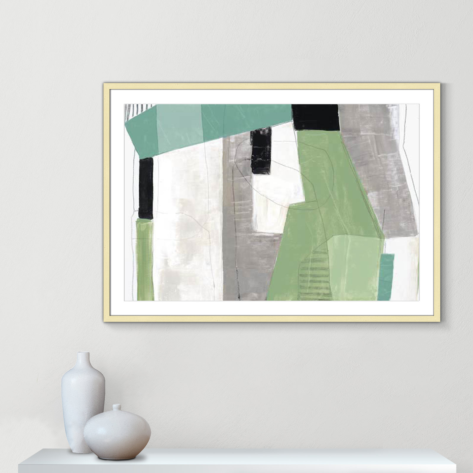 Evergreen Essence Print, 14.5" H x 16.5" W x 1.25" D, White Cube Frame - Matted Fine Art Paper Print, White