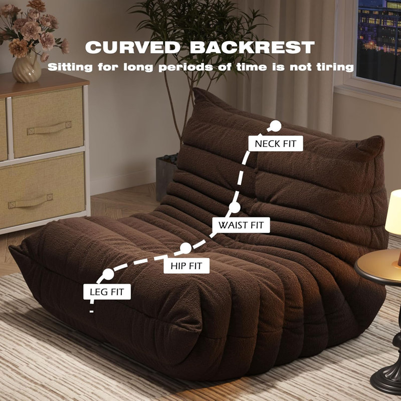 Bean Bag Chair, Fireside Chair, Large Bean Bag Chair For Adults, Bean Bag Chairs For Teens With High-Resilience Foam, Non-Slip Base Floor Lounge Sofa,Living Room (Single)