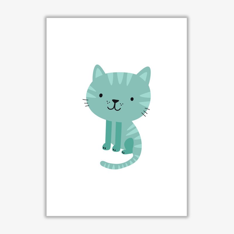 Children's Animals, Cat - Print, 30 cm H x 21 cm W x 1 cm D, No Frame