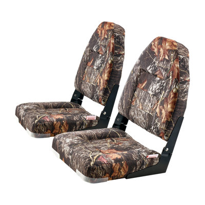 Siège de bateau, dossier haut, siège de pêche pliable avec coussin en mousse épaisse et tissu en polyester PU, charnières en alliage d'aluminium, siège relevable pour bateaux, yachts, navires, camouflage (2 sièges)