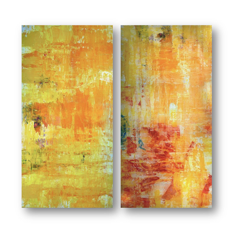 Happy Set by John Beard - Artist Enhanced Canvas Print, Black Floater Framed, 24" H x 48" W x 3" D