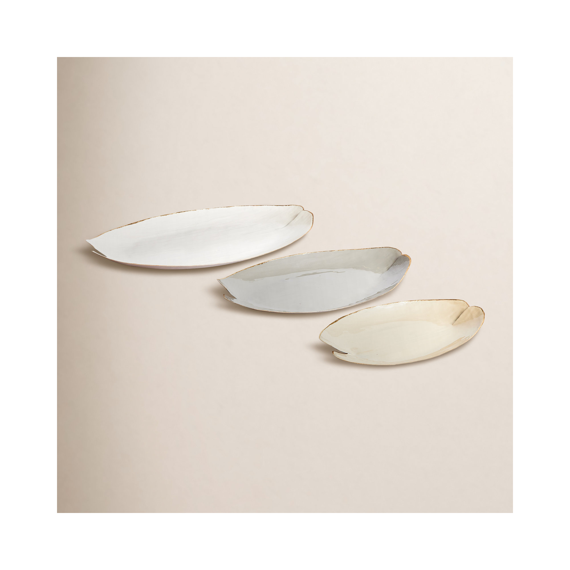 Gratton Metal Tray - Set of 3, Beige