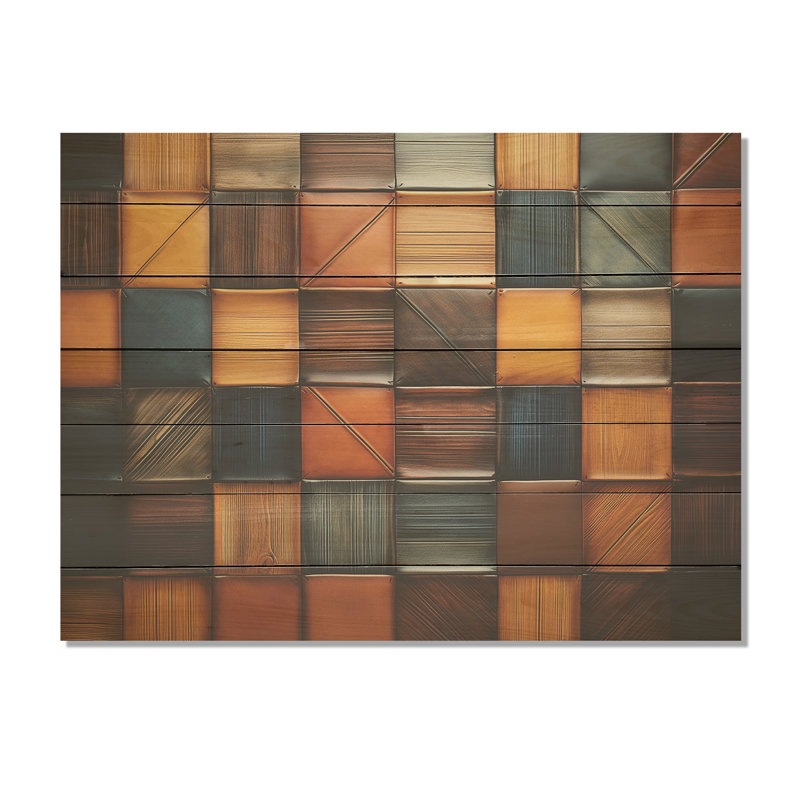 Colourful Earth Colours Tiles VI - Boho Mosaic On Wood Print, 10" H x 20" W x 0.78" D