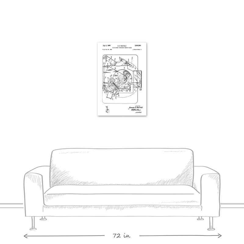 « rétro record player brevet », impression sur toile