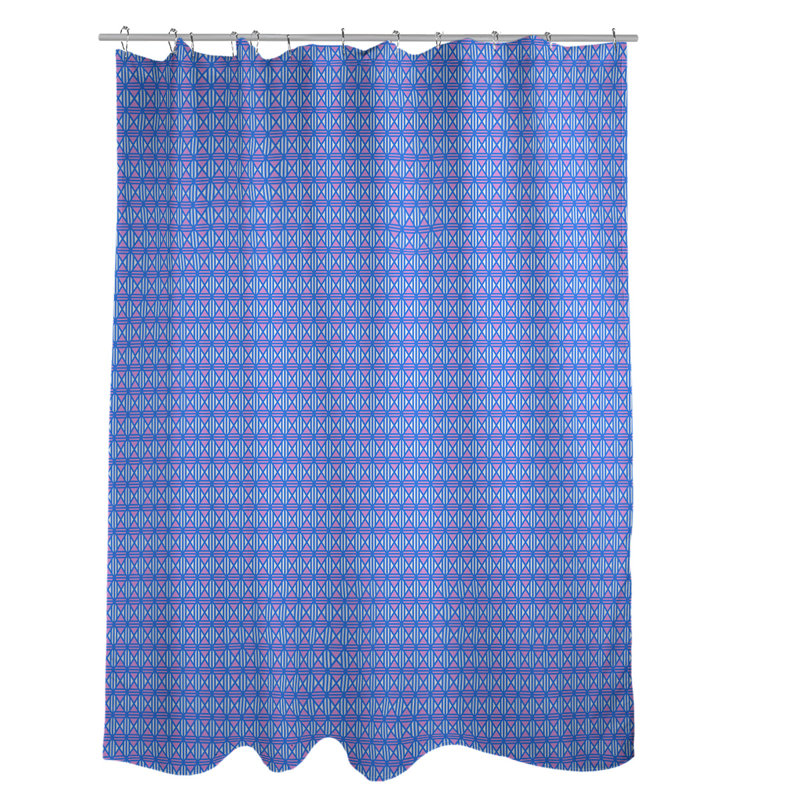Rideau de douche simple à motif de losanges doublé classique, Bleu / rose / blanc