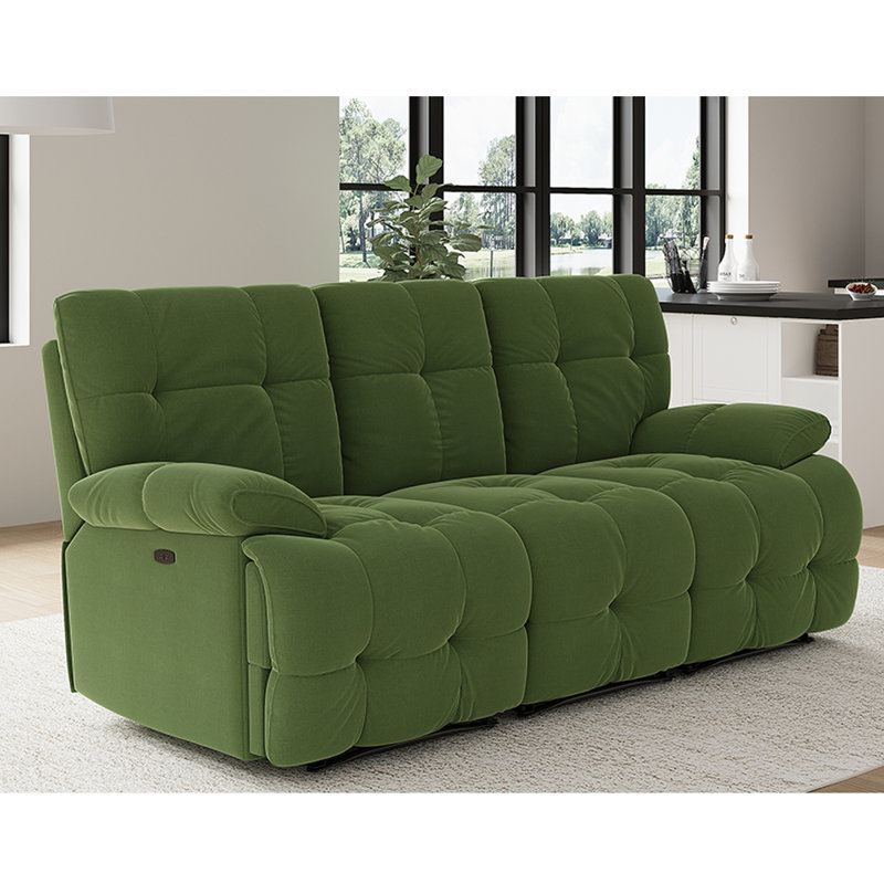 Rymann 3 Seater Electric Reclining Sofa, Green