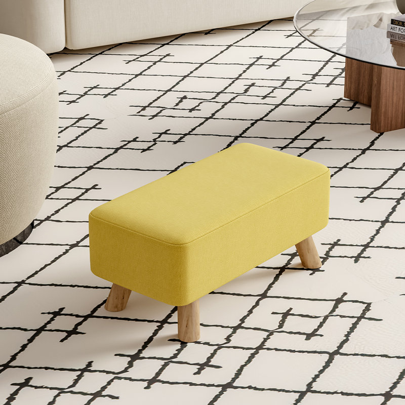 Arturo 57cm Wide Rectangle Solid Colour Footstool Ottoman, Yellow