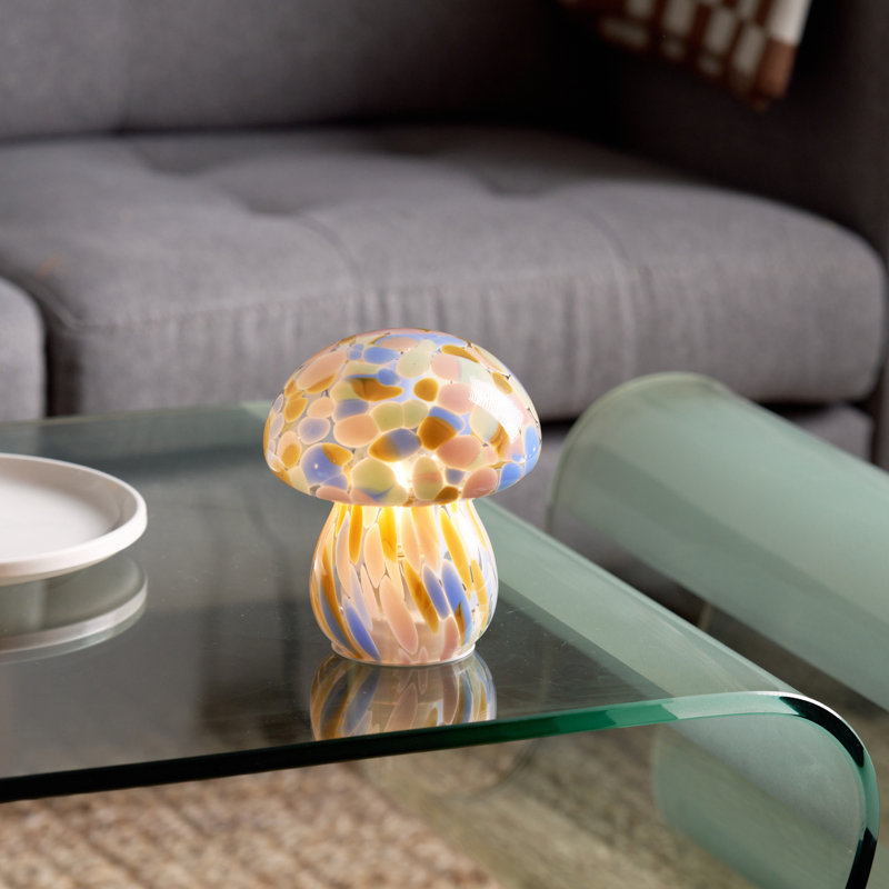 Portable Chubby Open Top Glass Mushroom Lamp, Kaleidoscope, Kaleidoscope