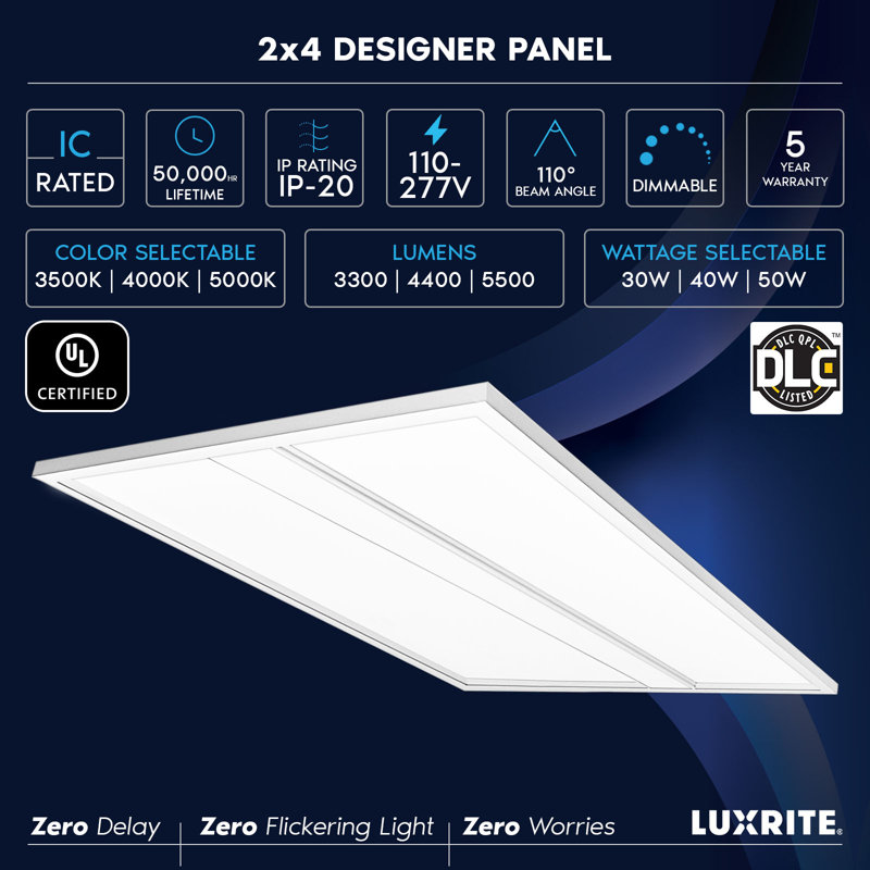 Dimmable Troffer Ceiling Light, 47.72" H x 23.74" W x 1.74" D