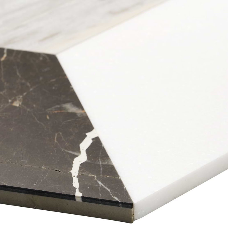 Cadmus 8" X 9.21" Marble Geometric Mosaic Wall & Floor Tile (0.51 Sq. Ft. / Sheet)