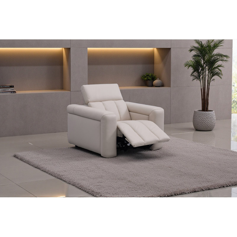 Dallas Leather Power Recliner chair, Cream