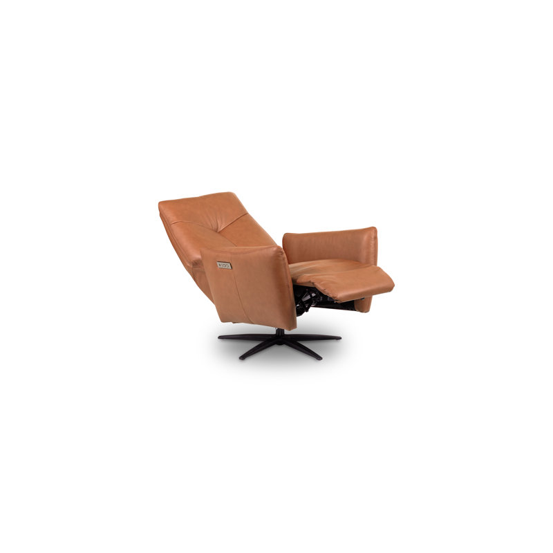 Luxor Genuine Leather Swivel Electric Recliner, Cognac