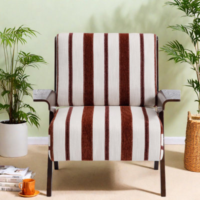 Chaises d'appoint confortables, chaise rayée moderne en tissu de bois pour la maison