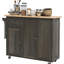 Îlot de cuisine avec chariot roulant, plateau, porte-serviettes, grand tiroir, tablette de rangement réglable, surface de coupe mobile, cintre