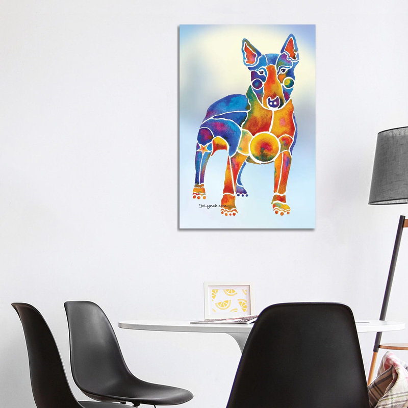 Bull Bull Terrier par Jo Lynch - peinture sur toile tendue, H 40 po x l 26 po x P 1,5 po