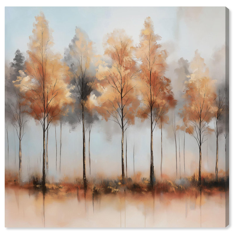 Arbre bruni classique, art bruni par Art Remedy, H 12 po x l 12 po x P 1,5 po, Toile tendue