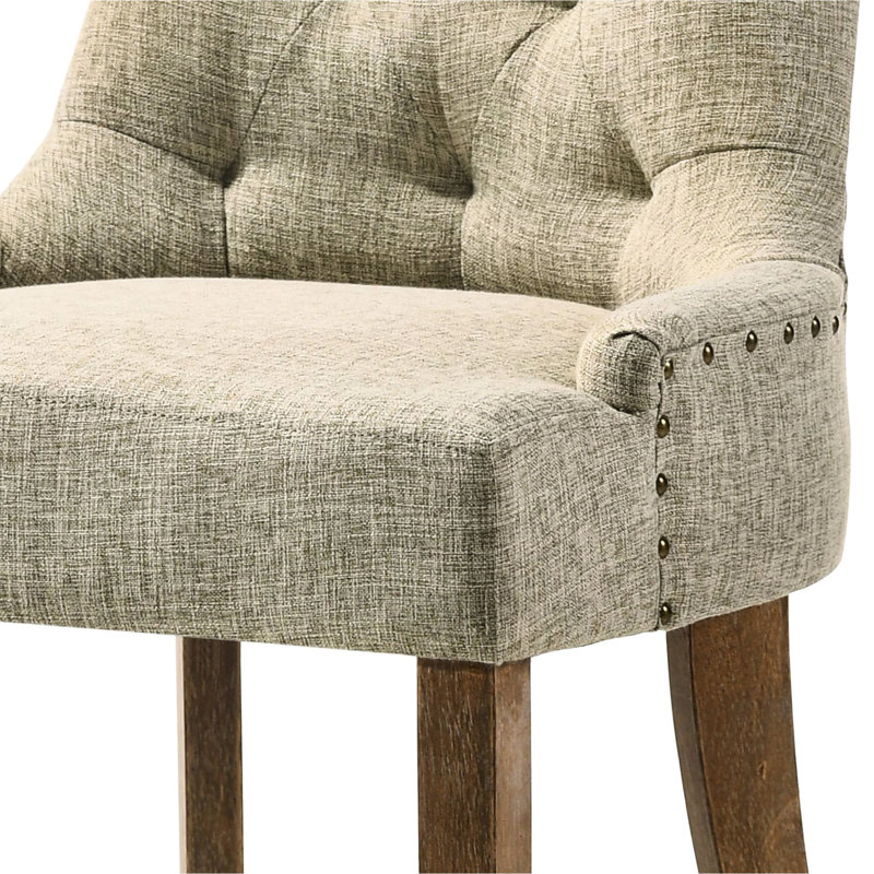 De 2 chaises de salle à manger à dossier beige - Bois de chêne récupéré, côté siège élégant (2), finition, fabrication en bois