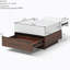 Table basse rotative à 2 tiroirs, table haute en bois à 2 niveaux avec rangement