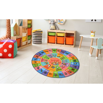 ABC Alphabet Animals Educational Learning Game NonSlip Kids Circle Rug Carpet Classroom Playroom Mat -  Zoomie Kids, 8A0B49CD665C44E3A6A5EDB2CD69F647