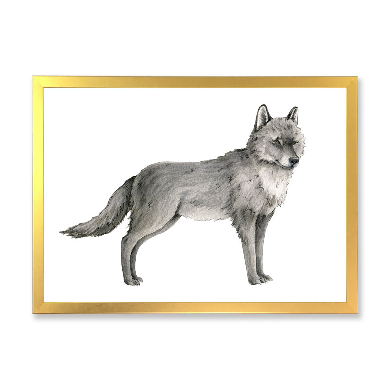 Portrait d'un loup I - reproduction sur toile, H 16 po x l 32 po, Toile à cadre d'angle fermé doré