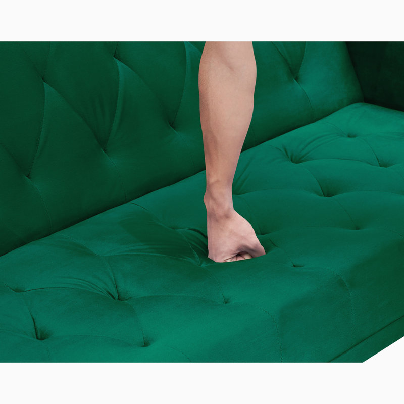 Vassallo 70.95'' Velvet Sleeper Sofa, Green Velvet