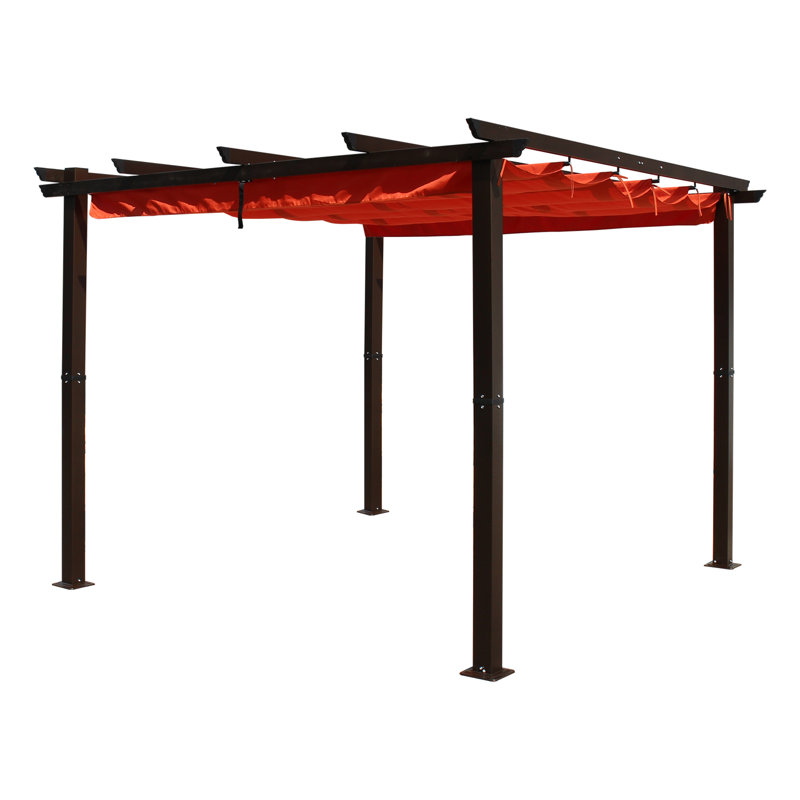 Patson 9' 10'' W x 9' 10'' D Aluminum Pergola with Canopy, Terra Cotta