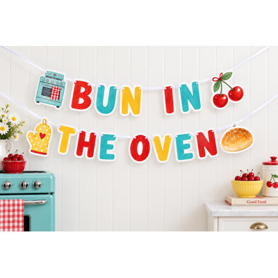 Bannière « Petit pain au four » pour fête prénatale, guirlande rétro en papier cartonné cerise