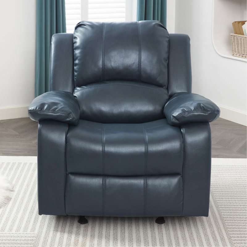 Charlotte Midnight Blue Leather Gel Glider Recliner