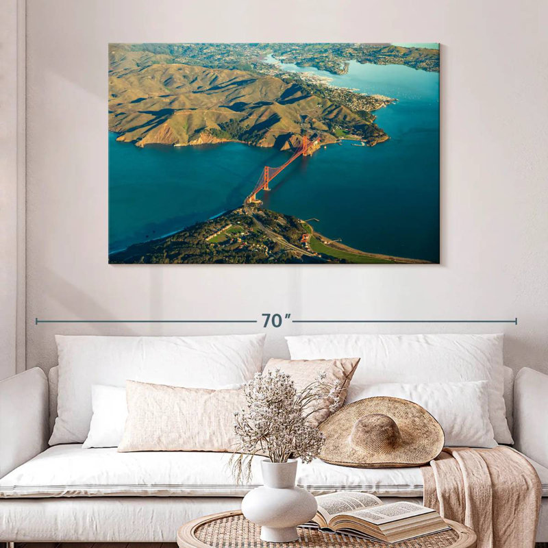 Vue aérienne du Golden Gate Bridge, H 32 po x l 48 po
