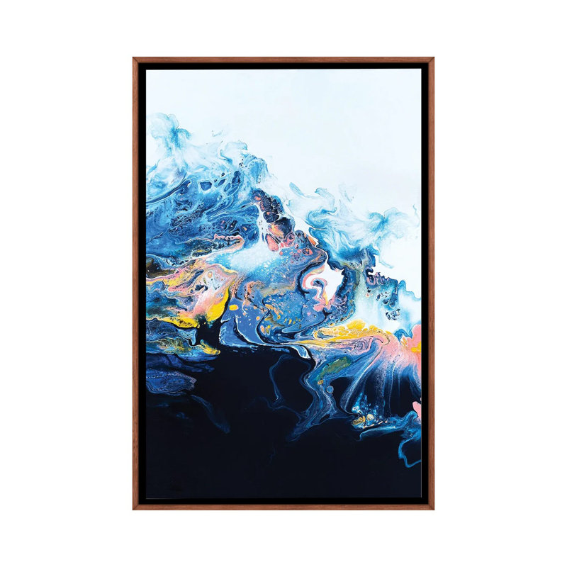 Starburst Wave 1 Piece Wall Art on Canvas, 66.04 cm H x 45.72 cm W, Classic Brown Wood Framed