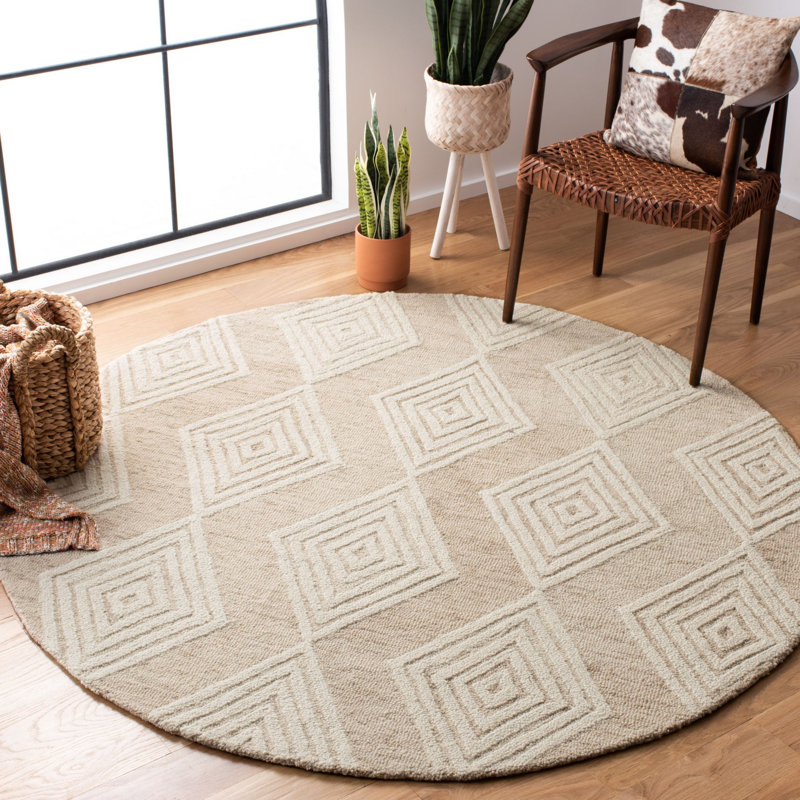 Tapis en laine touffeté à la main Debron, Rond 6 pi