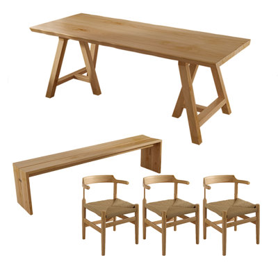 Original wood ash wood dining table set