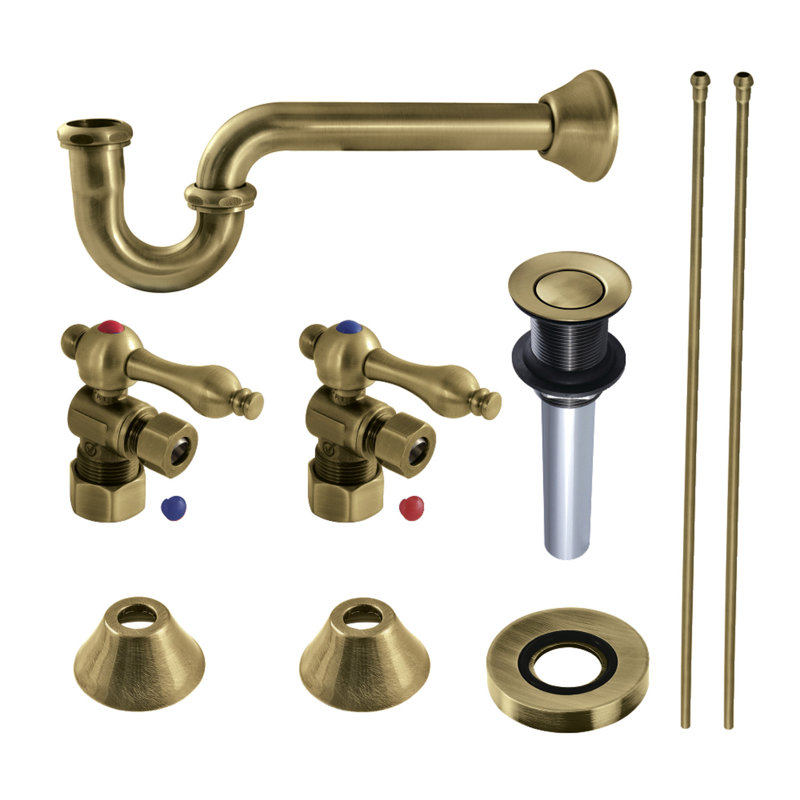 Kingston Brass Trimscape Traditional Plumbing Sink Trim Kit with P-Trap and Drain, Chrome