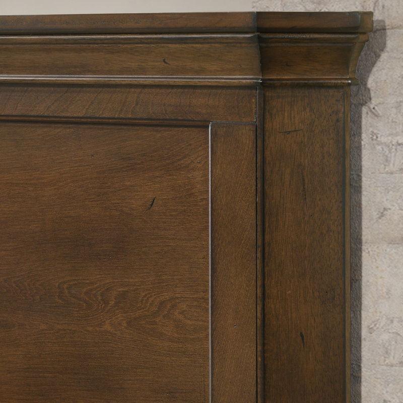 Ailany Traditional Wood Panel Bed, Antique Walnut, King