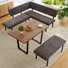 3-Piece Mdf Top Dining Table Set 47.2 In. Rectangle Table, 1 Sofa Corner Bench And 1 Bench
