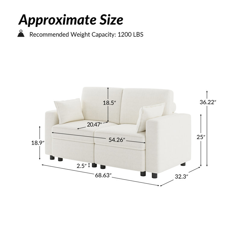 Canapé modulaire 3 pièces Vickey, Blanc