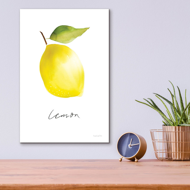 Art mural en verre Winro Porter «Single Lemon» par Mercedes Lopez, H 16 po x l 12 po x P 0,13 po