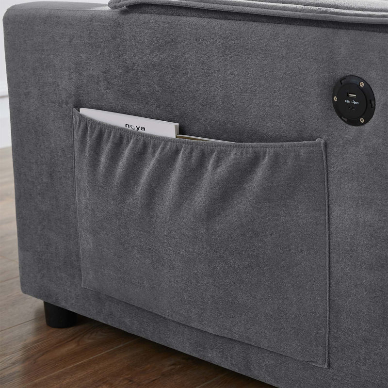 Versatile Convertible Sofa with Adjustable Backrest and Pull-Out Bed for Compact Spaces, Grey