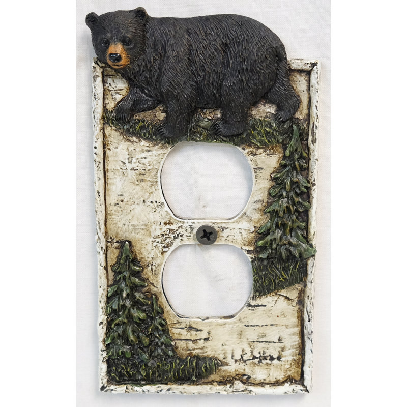 Plaque murale / prise murale décorative à 1 prise Black Bears on Birch