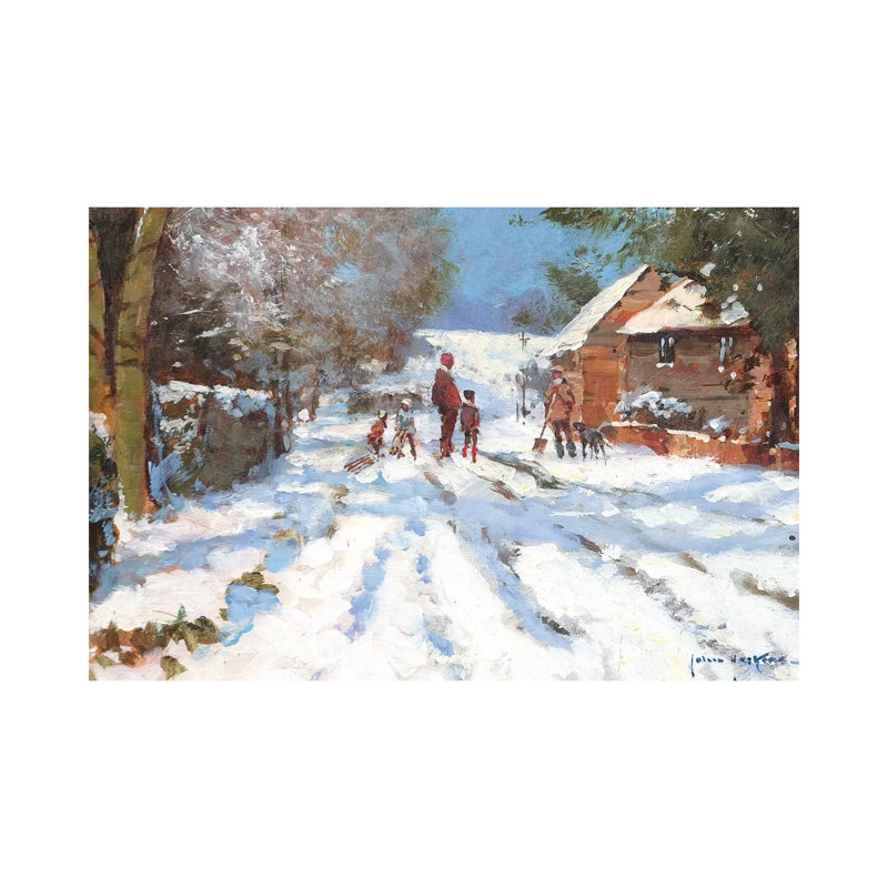 Snow On The Ashwell Road by John Haskins - Wrapped Canvas Gallery-Wrapped Canvas Giclée