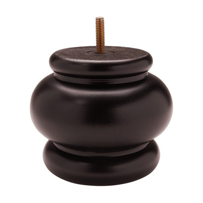 4 in x 4-7/8 in Stained Solid Hardwood Round Bun Foot