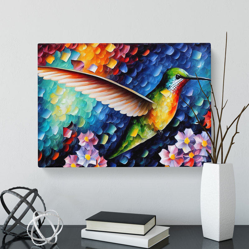 Hummingbird Painting Vol.4 Abstract - Wrapped Canvas, 40cm H x 60cm W x 3cm D
