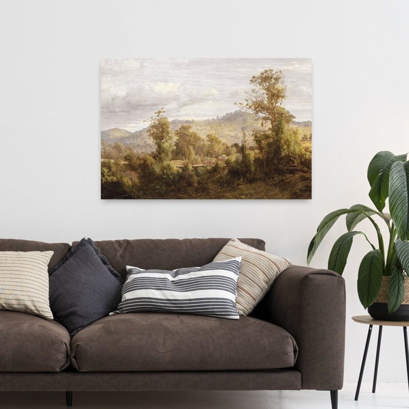 «The Crossing», art abstrait rétro, paysage de cheval, H 48 po x l 32 po